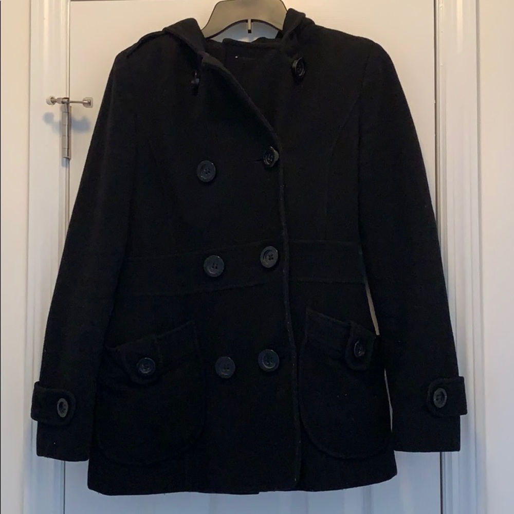 JLo (Jennifer Lopez) hooded Pea coat